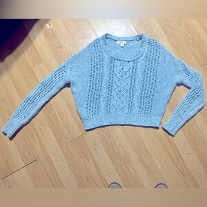 3/$20 Medium-M-Decree swoop neck cable knit sweater (light blue heathered)